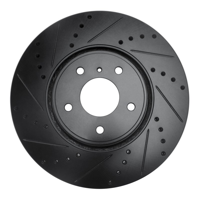 Infiniti FX35 Brake Rotor (1) - Front Left - R1 Concepts - Drilled & Slotted - Black - `05-`14